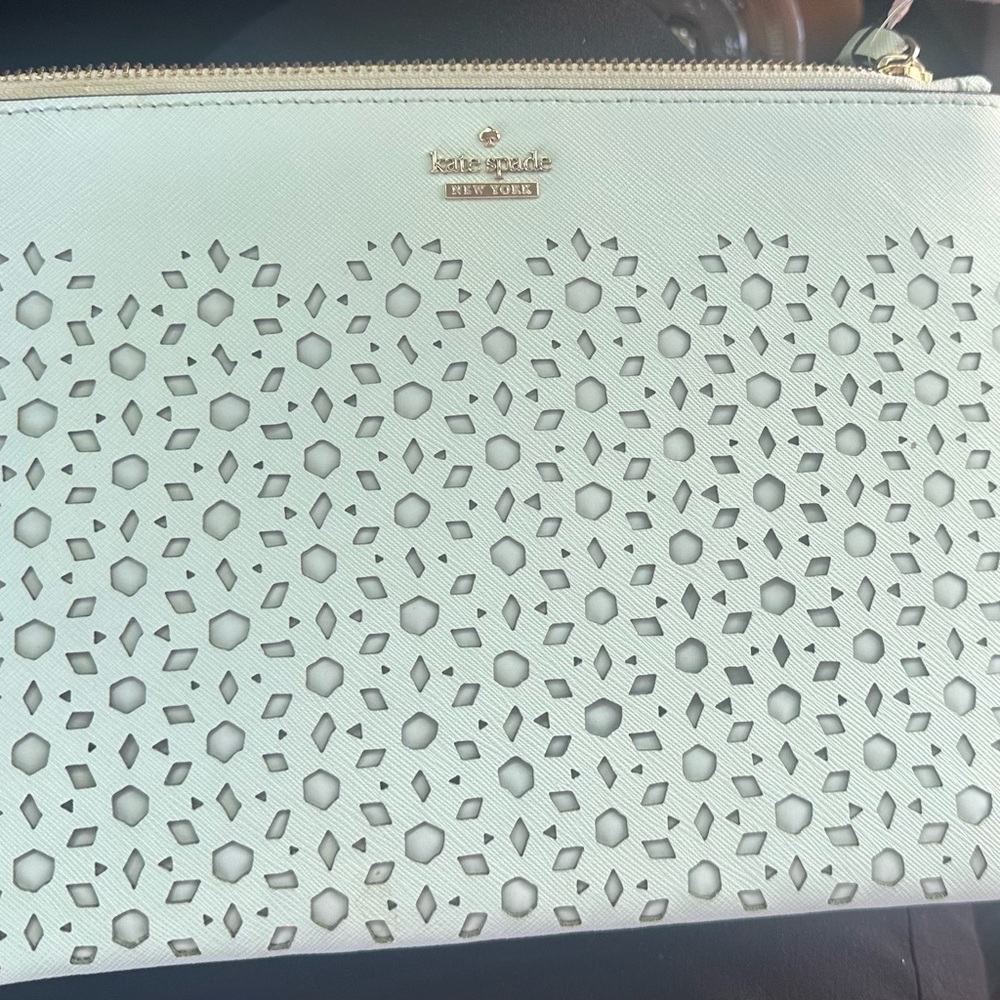 Kate Spade Mint Green Perforated Wristlet
